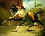 Theodore   Gericault, palefrenier retenant un cheval
